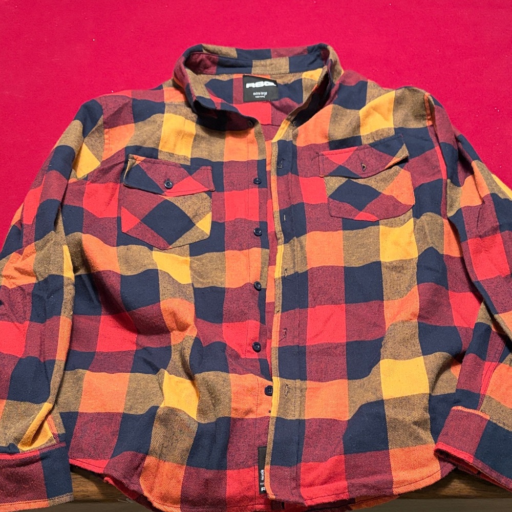 RSQ Red and Yellow Plaid Men's Shirt